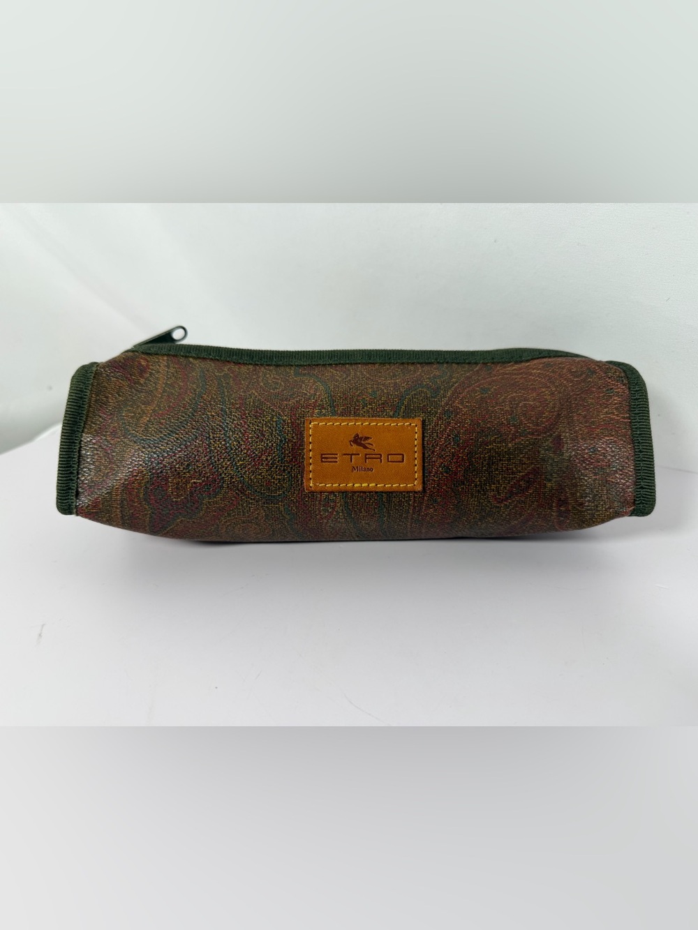 7521: ETRO Milano Paisley Coated Canvas Zip Cosmetic Makeup Pouch Case
